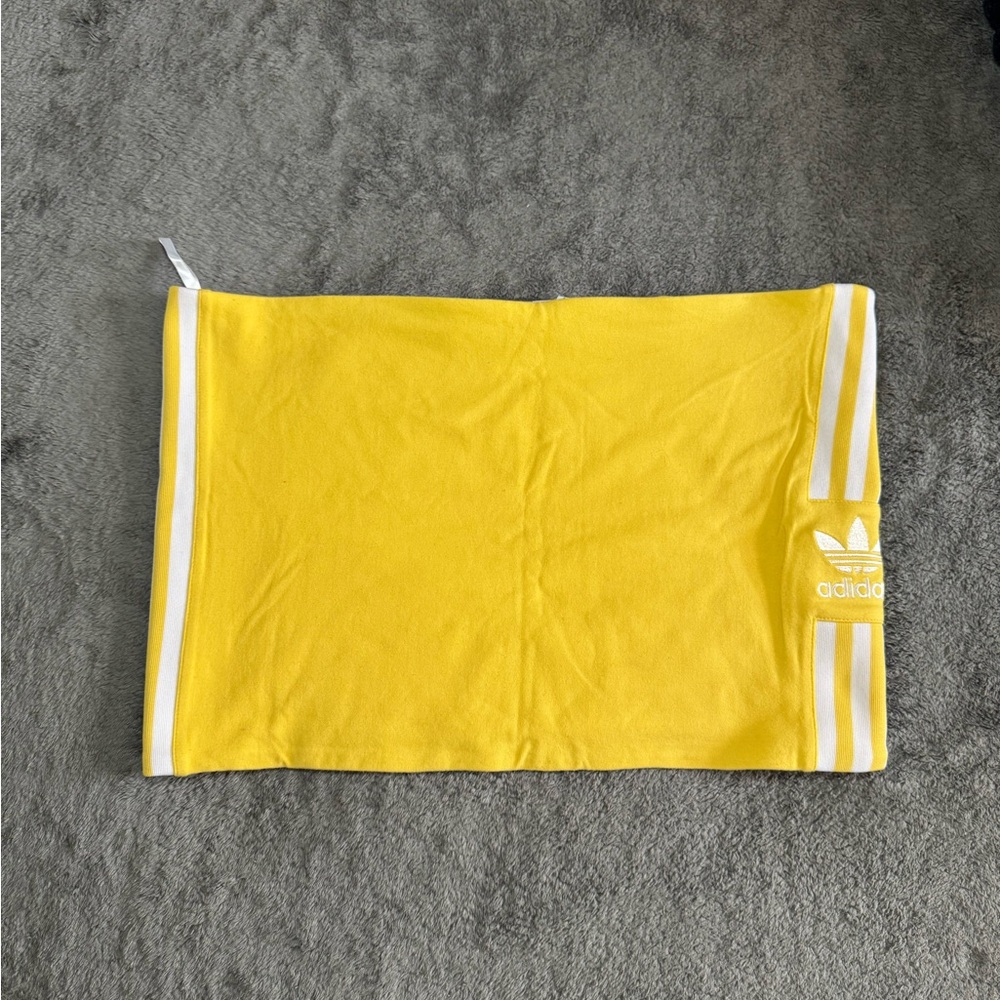 Adidas Yellow Crop Top with White Stripes